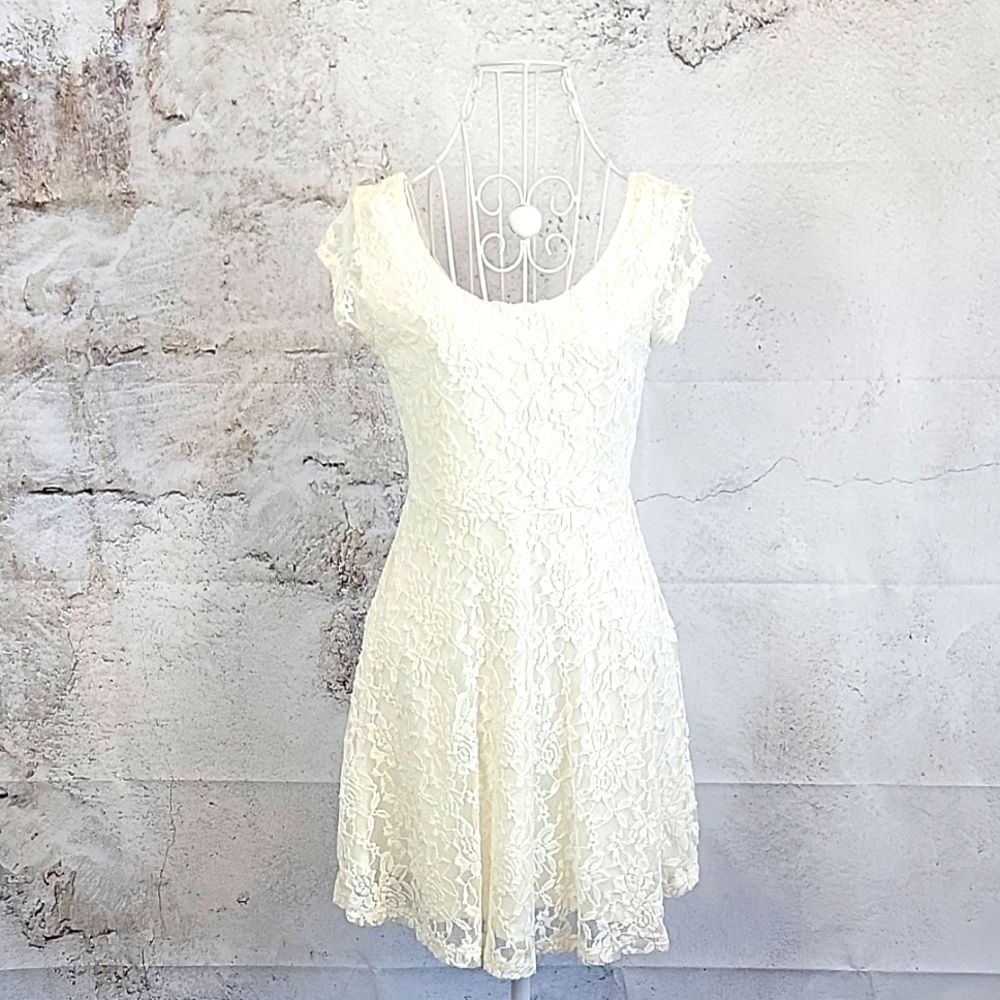 Iris Los Angeles Ivory Lace Mini Dress Women's Size M